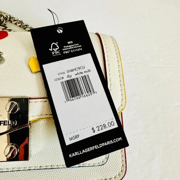 KARL LAGERFELD PARIS STUDDED EMBELLISHED RHINESTONE SMALL CROSSBODY BAG - Picture 14 of 14